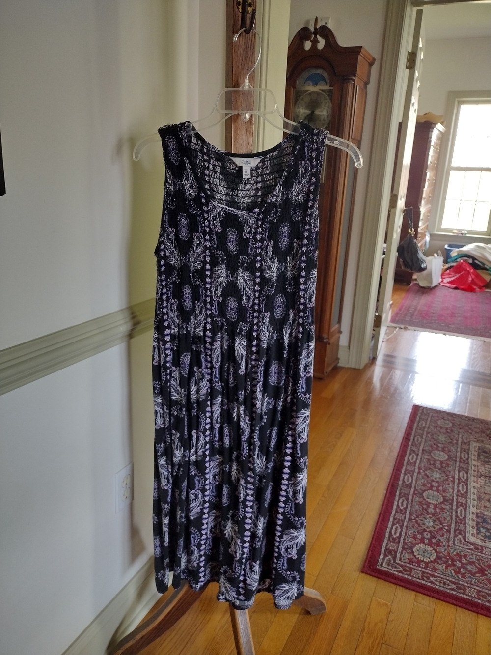 Chico's Emerald Green Linen V-Neck Tunic with Intricate White Beading Size 3 - Picture 7 of 7